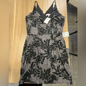 Dress the Population Black and Gray Sequin Mini Dress